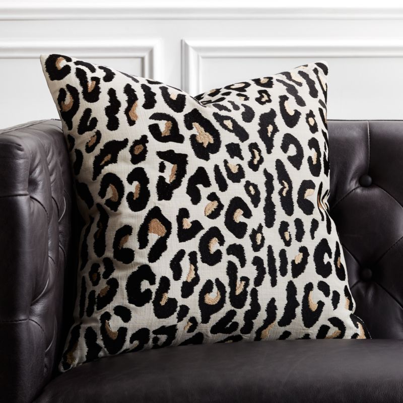 20" Embroidered Cheetah Print Pillow with Down-Alternative Insert + Reviews | CB2 | CB2