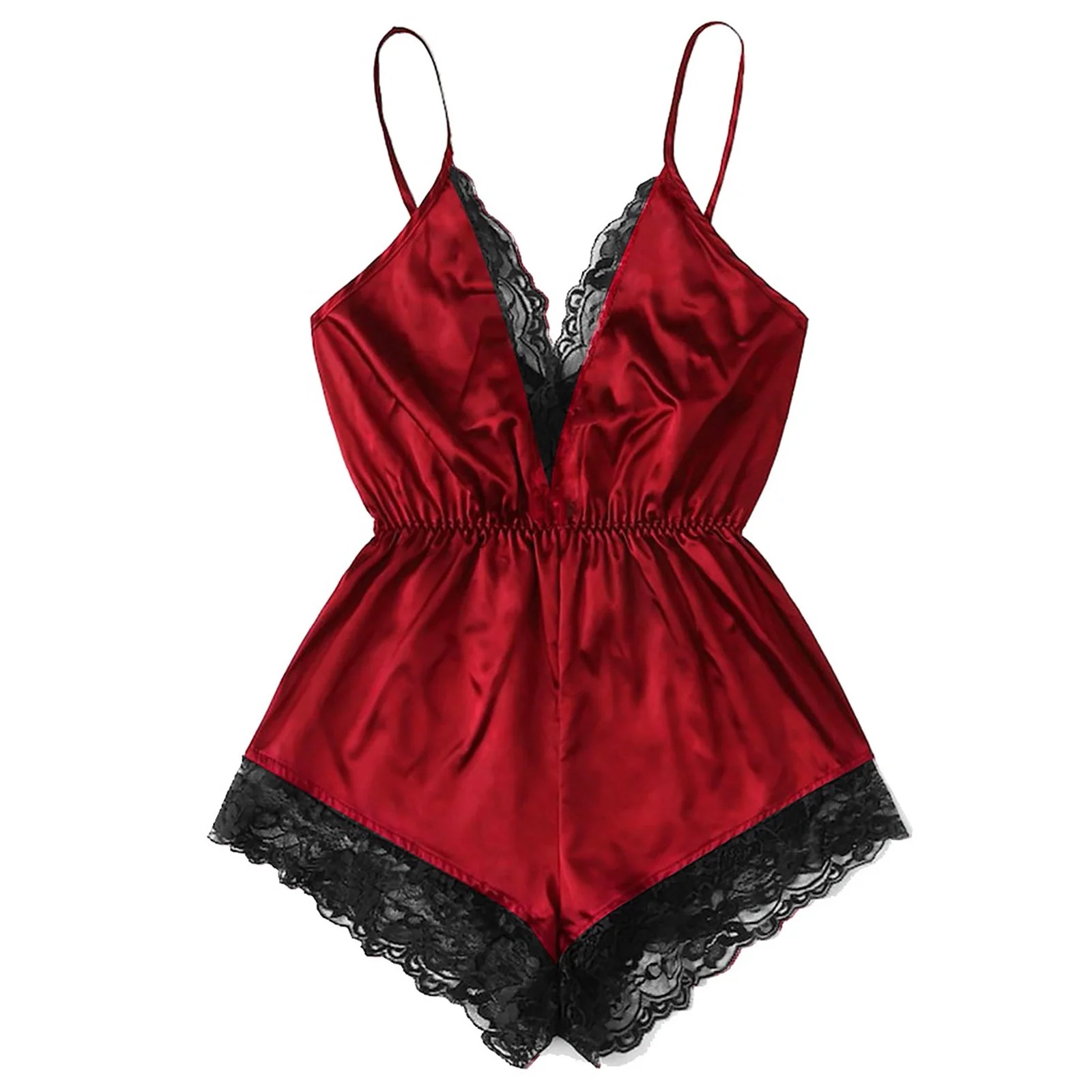 Xihbxyly Women's Pajamas Fashion Women Sexy Pajamas Girl V-Neck Lace Splice Bodysuit Sleepwear Bo... | Walmart (US)
