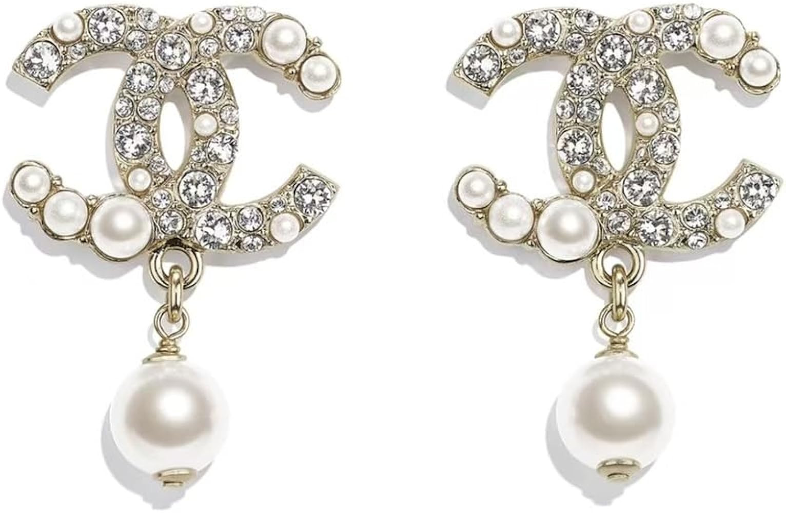Drop Earrings with Pearls and Crystals, Gold Tone, Dangle Style | Amazon (US)