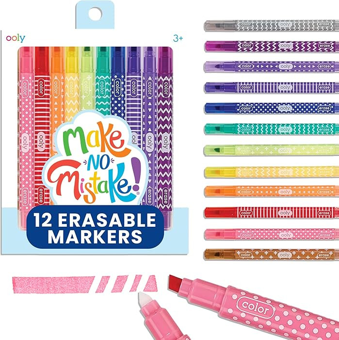 Ooly Make No Mistake Erasable Markers, 12 Stress and Mess Free Marker Pack You Can Erase, Drawing... | Amazon (US)