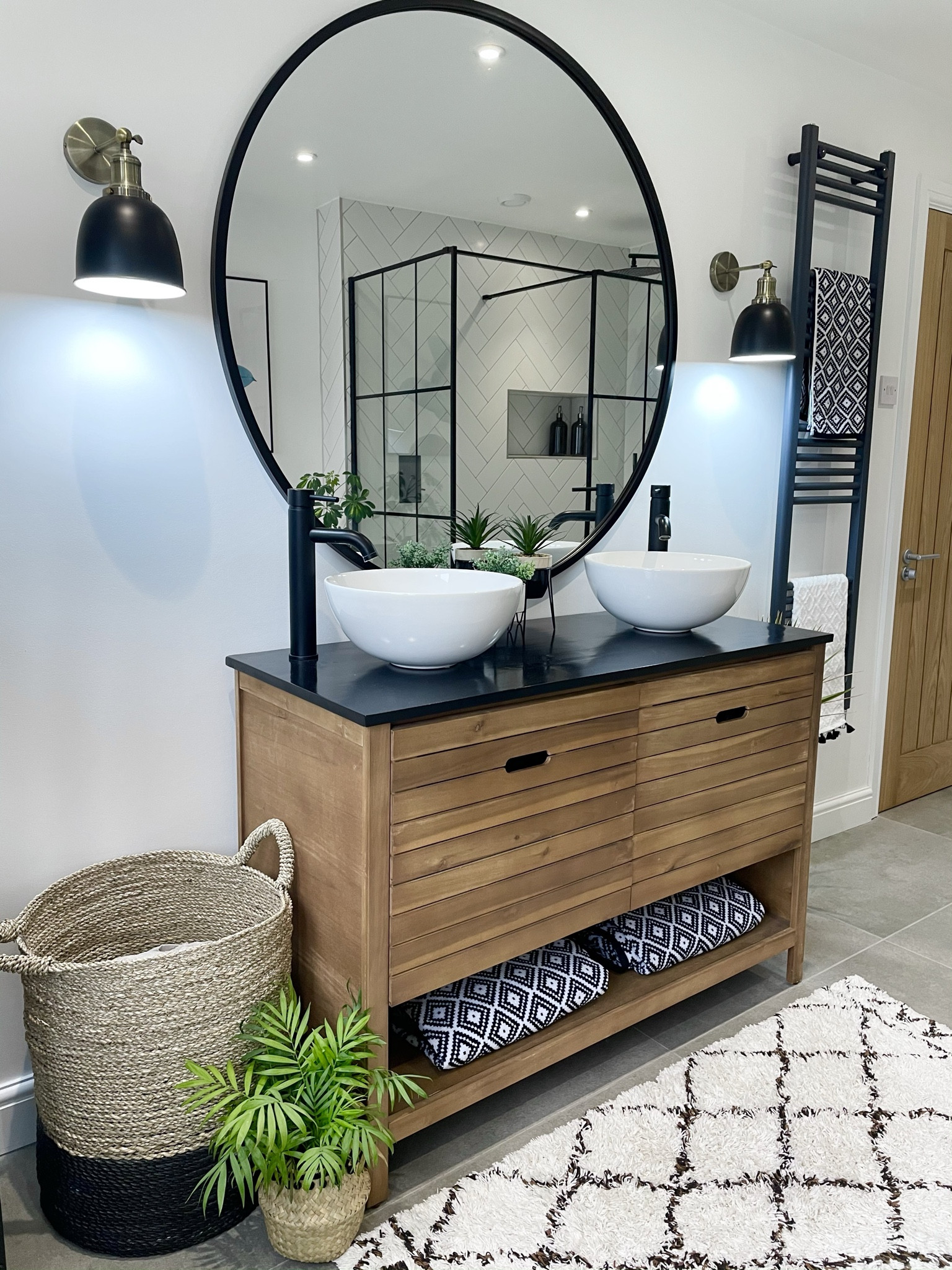 Industrial Bathroom Styling feat. Double vanity sink, crittal shower and black fixtures and fittings 

#LTKsalealert #LTKhome #LTKeurope