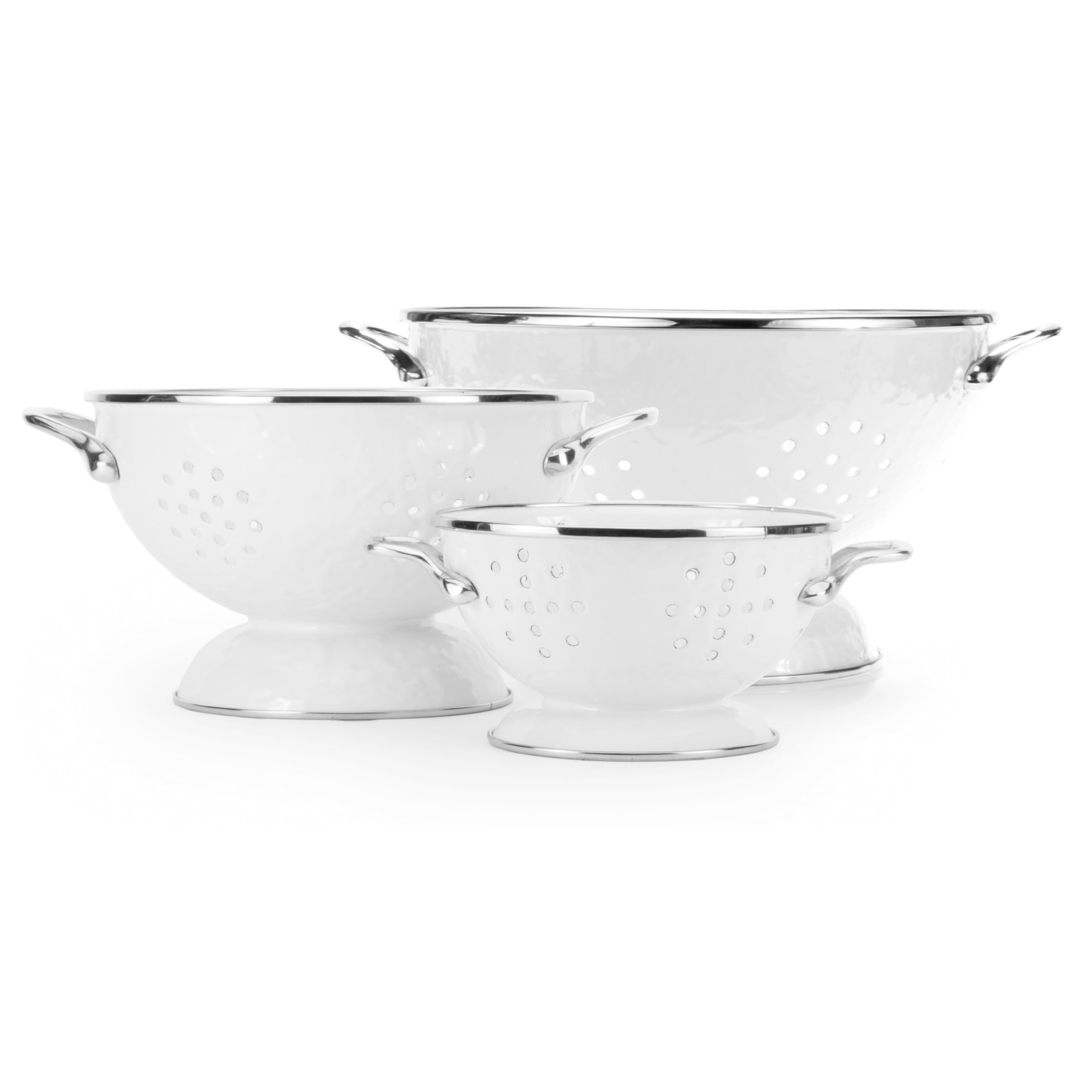 Golden Rabbit Enamelware - Set of 3 Colanders (Solid White) | Amazon (US)