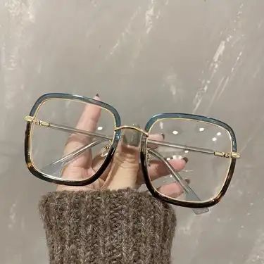 Oversized Square TR90 Frame Clear Lens Glasses Color Block Leopard Fashion Decorative Spectacles ... | Temu Affiliate Program