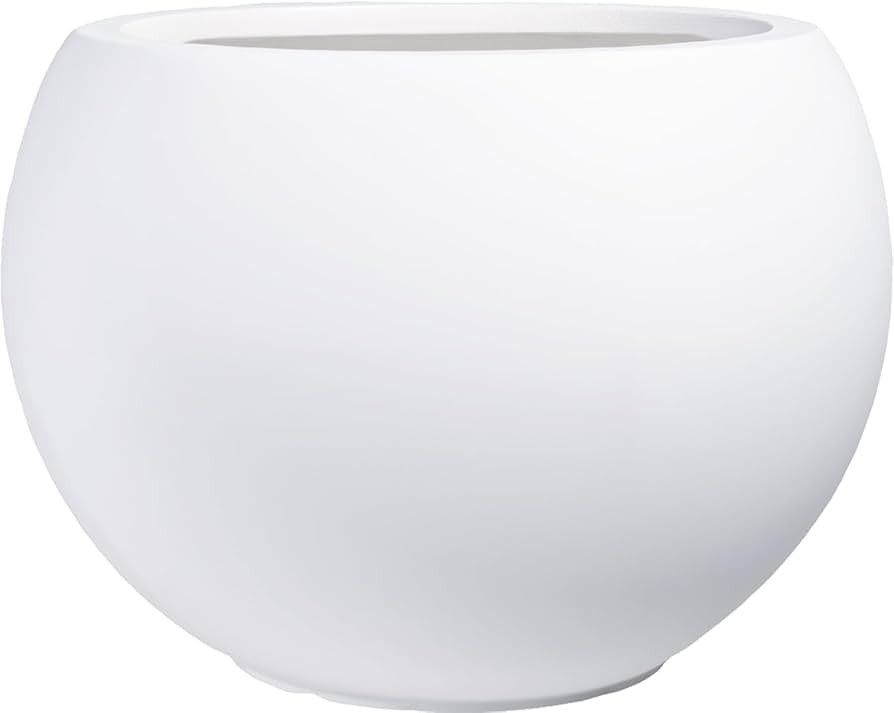 10 H x 14" Dia (10" Pot Opening) Round Fiberstone Planter with Drainage Hole, White, Indoor/Outdo... | Amazon (US)