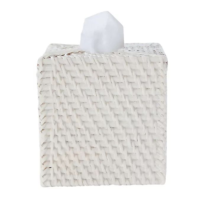 Caribbean White Rattan Boutique Tissue Box Cover | Bed Bath & Beyond