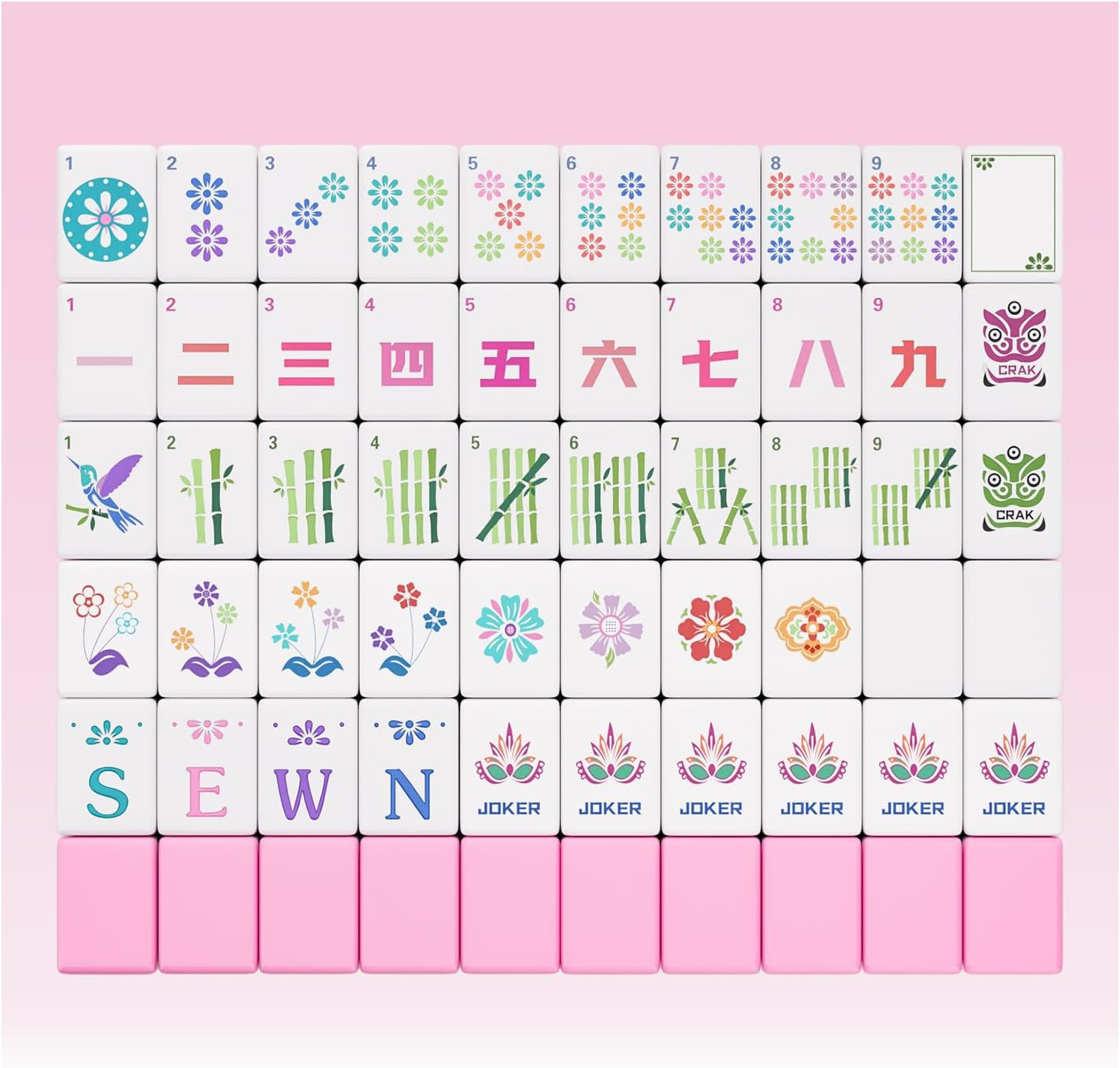 Pink American Mahjong Tile Set-160 Melamine Mahjong Tiles 1.2 with Mahjong Tiles Bag and Mahjong ... | Amazon (US)