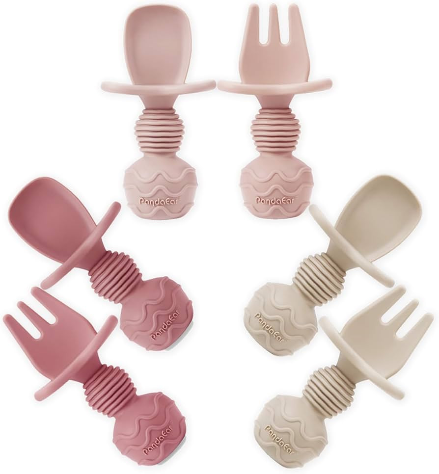 PandaEar 6 Pack Silicone Baby Spoons and Fork Feeding Set- Anti-Choke First Self Feeding Utensils... | Amazon (US)
