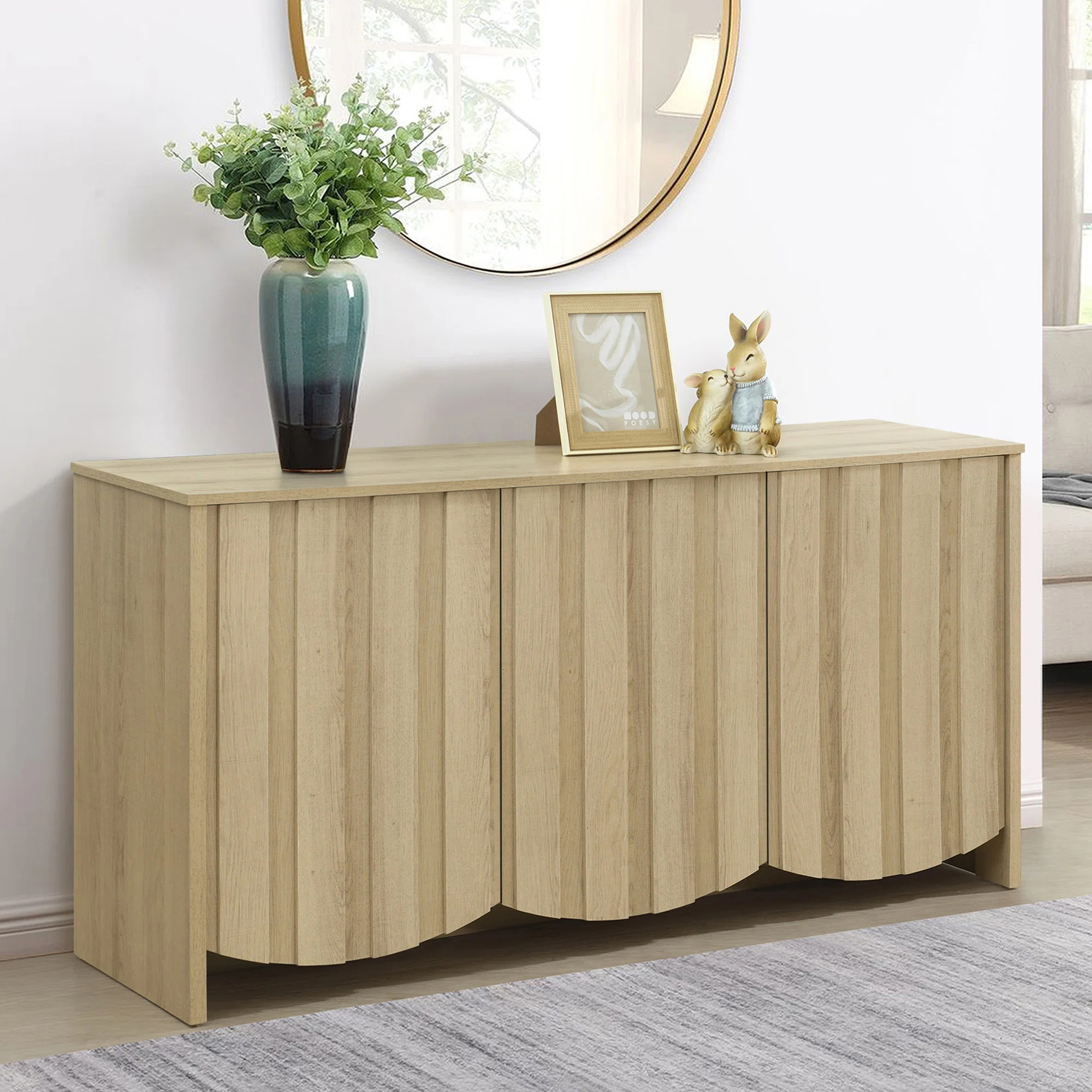 Winette 60" W Mid Century Modern Sideboard with Scalloped Doors | Wayfair North America