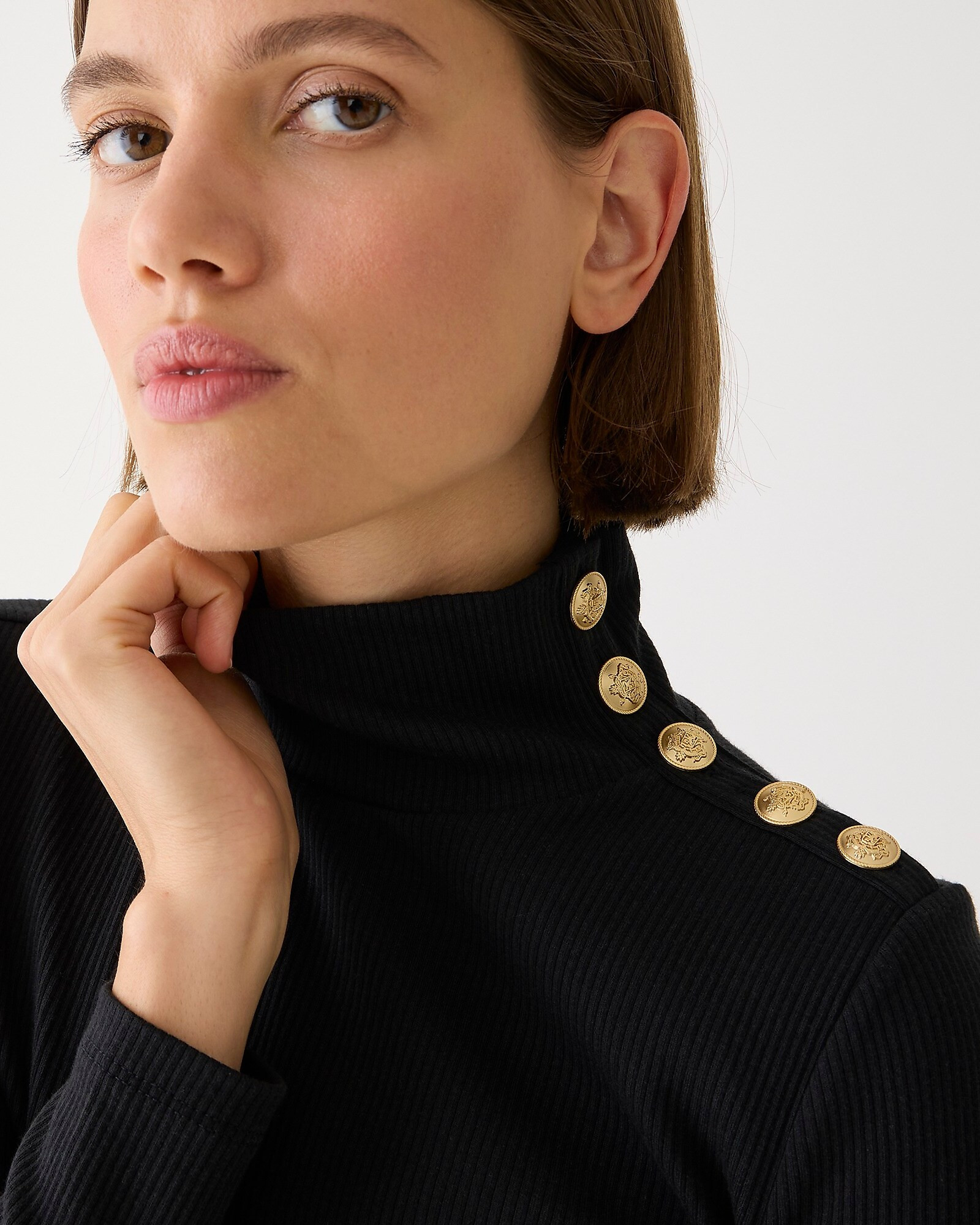 Vintage rib turtleneck with buttons | J. Crew US