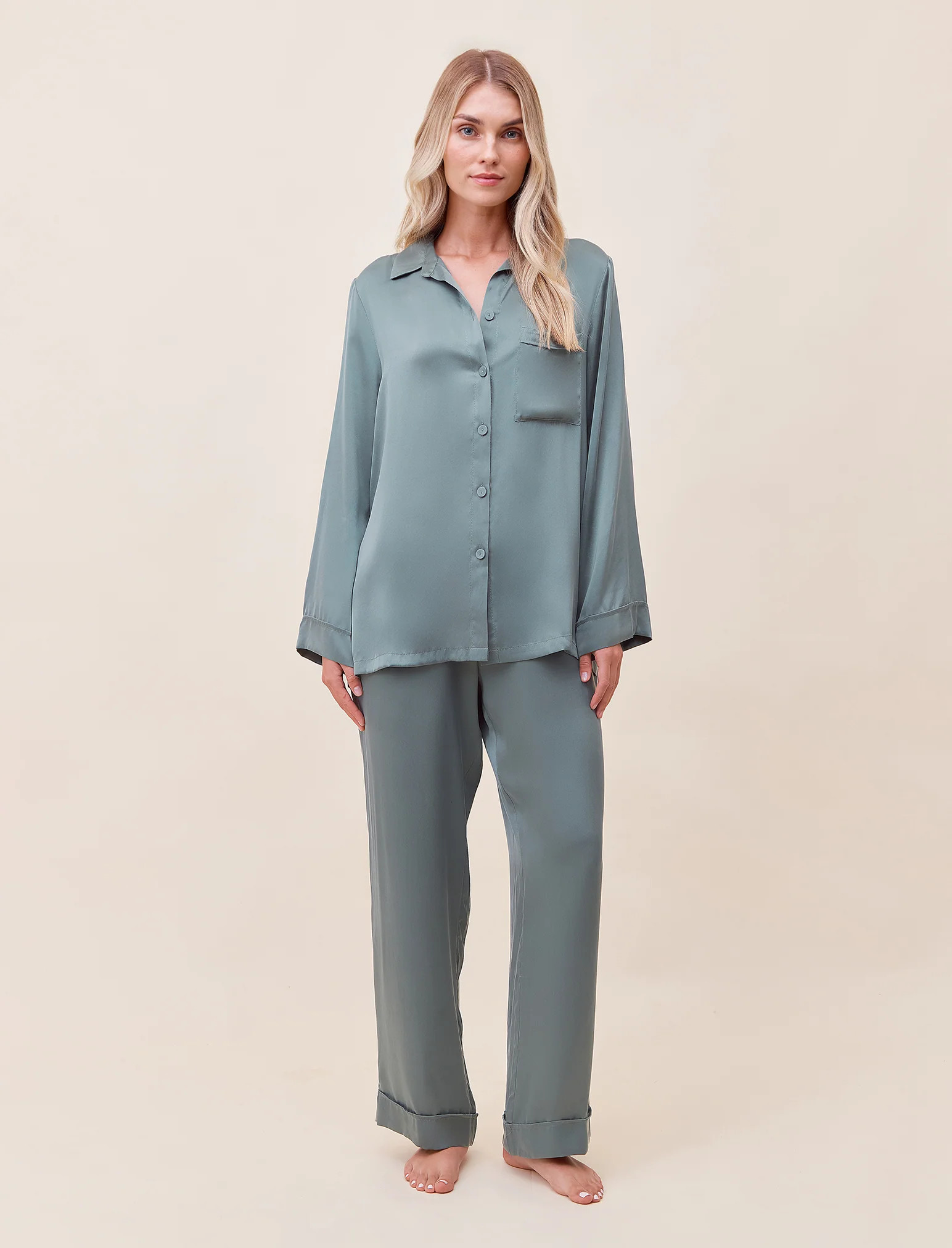 Audrey Washable Silk Full Length PJ Set | Papinelle Sleepwear US