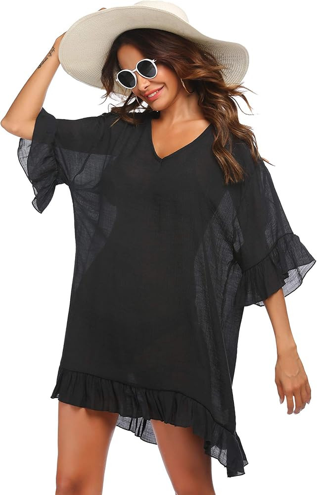 Ekouaer Swimsuit Cover Ups, Women's Bathing Suit Coverups Dress Bikini Beach Tunic Top(Clear Blue... | Amazon (CA)