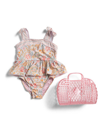 Toddler Girls One-piece Swimsuit With Jelly Bag | TJ Maxx