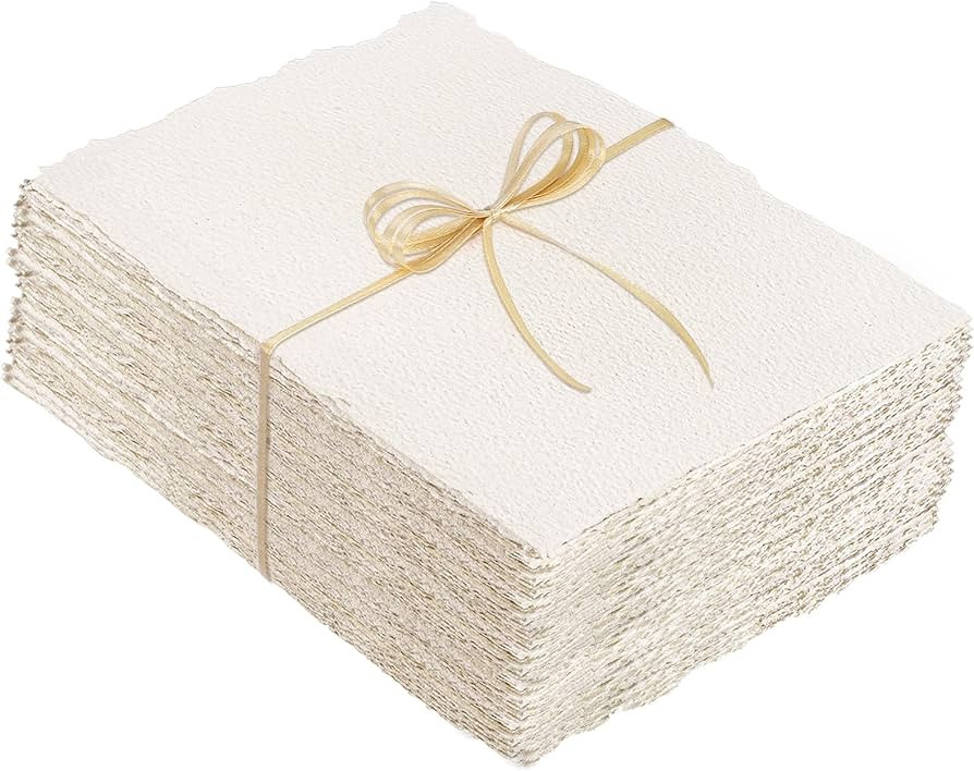 100 Sheets Watercolor Paper 4 x 6inch, 300 GSM Deckled Edge Paper Rough/Textured Handmade Paper f... | Amazon (US)