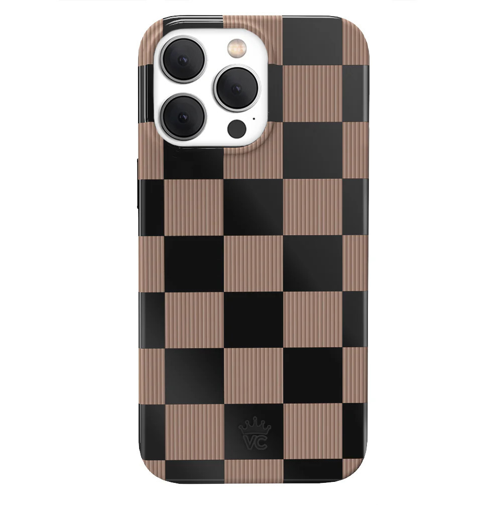Mocha Vibe Checkered iPhone Case | Velvet Caviar