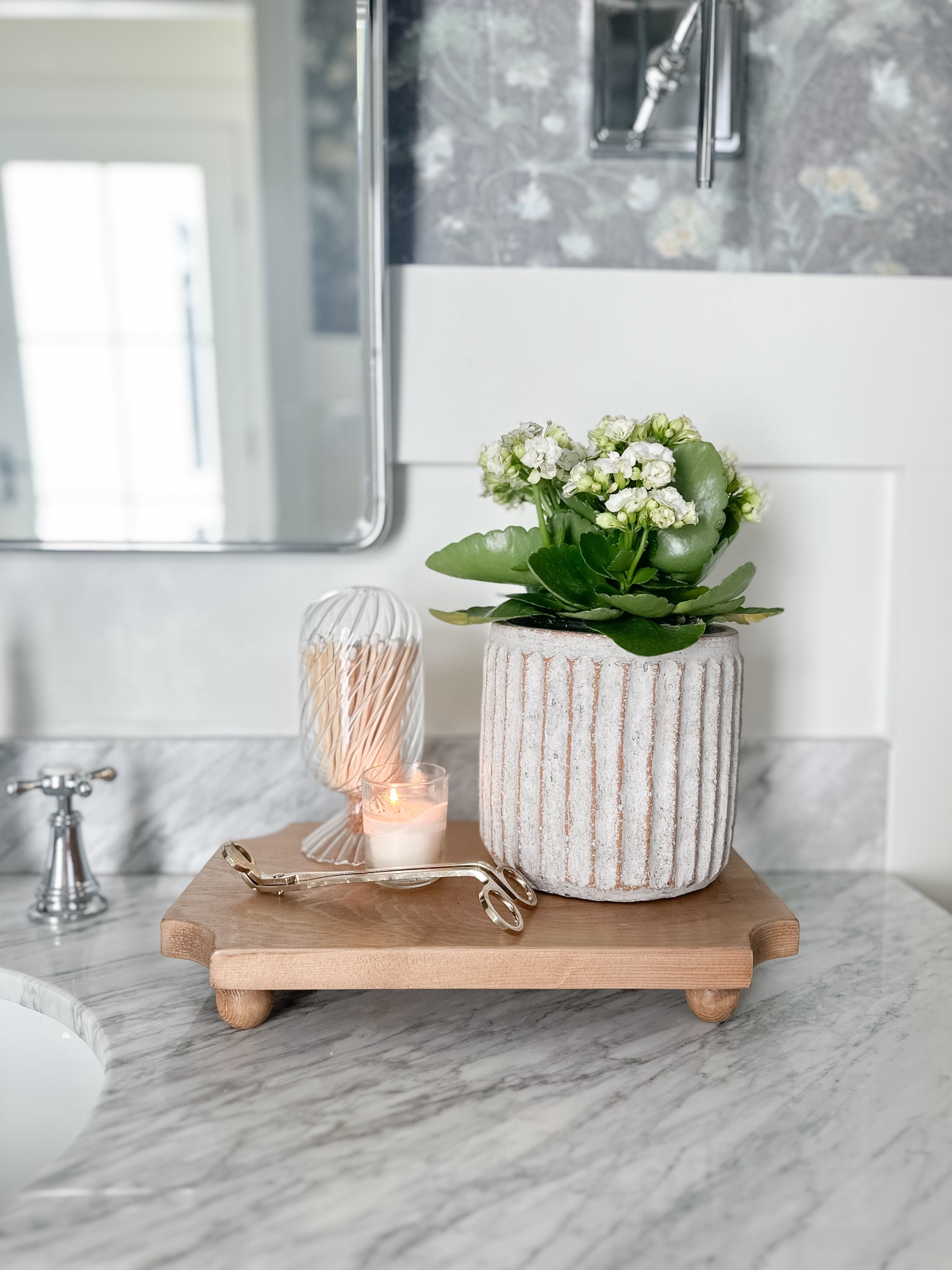 Bathroom styling. Powder room bathroom styling. McGee and Co Presidents’ Day sale. Small planter. Match cloche 

#LTKhome #LTKsalealert #LTKstyletip