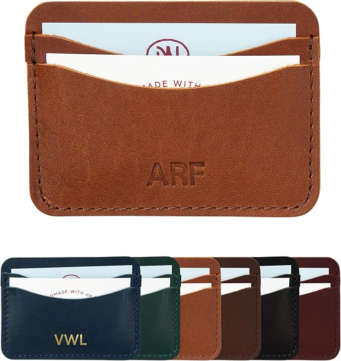Northwind Personalized Leather Credit Card Holder – Custom Full-Grain Leather Wallet Handcrafte... | Amazon (US)