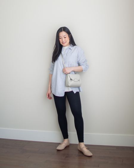 Styling a basic tshirt and leggings outfit by adding an oversized button up shirt and some elegant (and super comfy!) Mary Jane shoes. 

Wearing Madewell tshirt XS, Lululemon leggings size 4, ABLE shirt XS

#LTKSeasonal #LTKbump #LTKstyletip