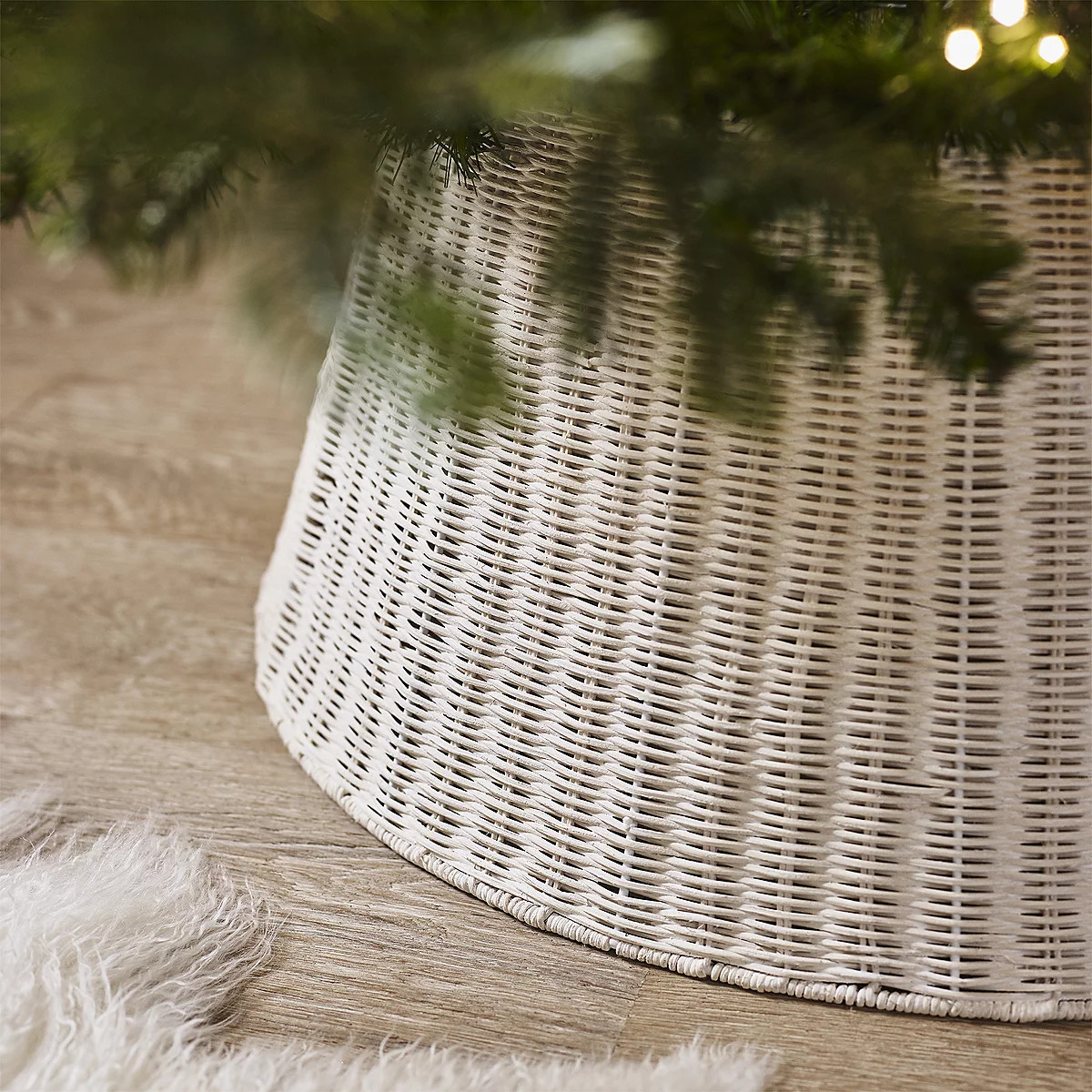 Whitewashed Rattan Braided Christmas Tree Skirt | The White Company UK & ROW
