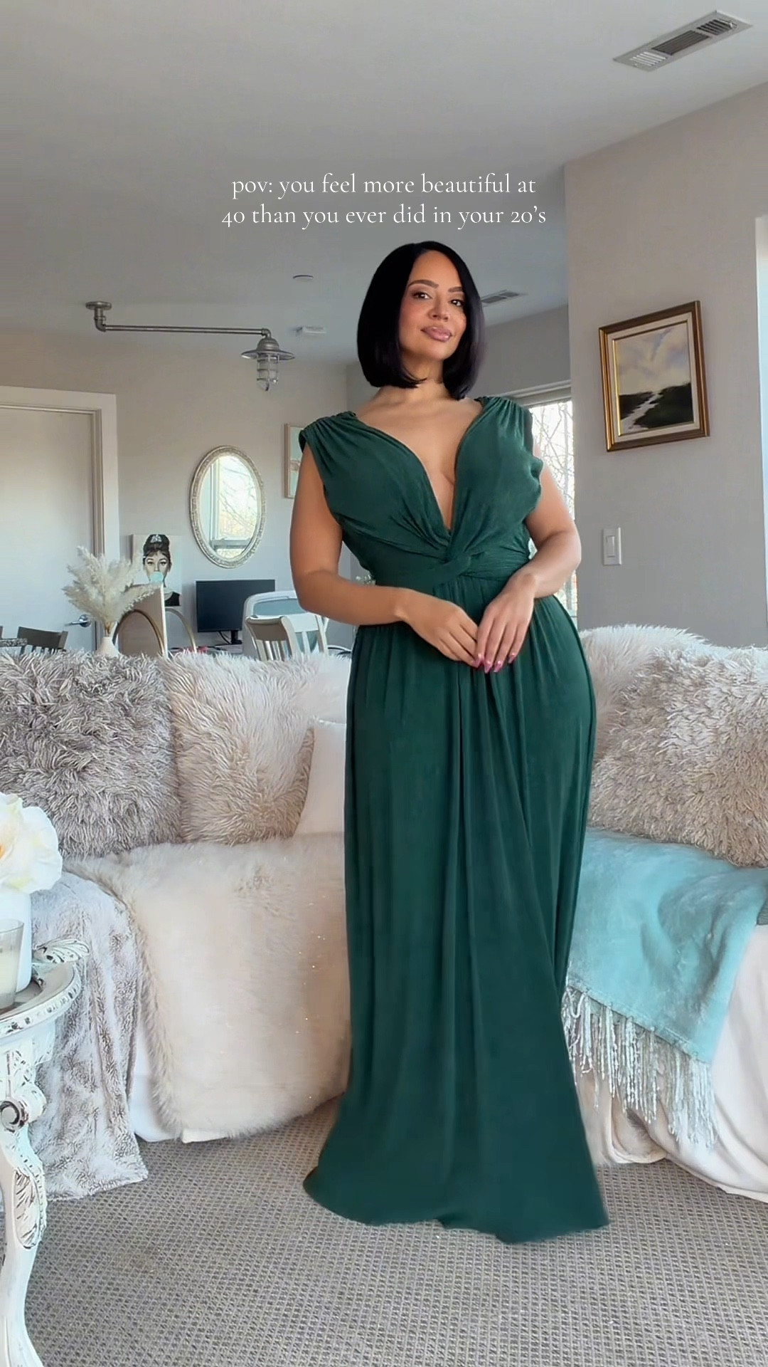As women, the older we get the more confident we become. ✨This gorgeous formal gown is stunning as a wedding guest, gala or even prom dress. The emerald green color is everything. 😍

Sizing: 5’3 32DD 27.5” waist 42.5” hip wearing an 8

#LTKWedding #LTKOver40 #LTKPetite