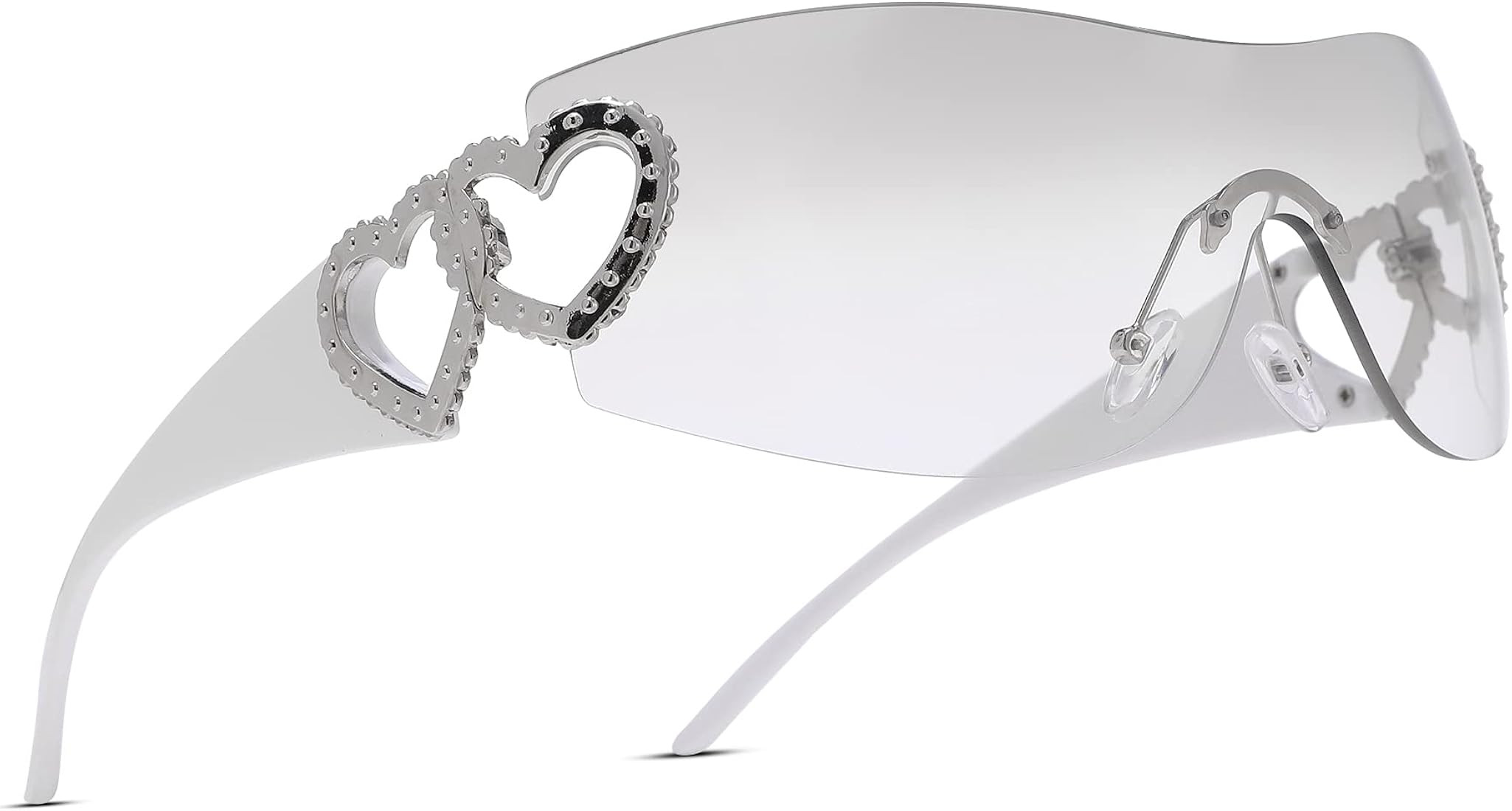 Pro Acme Wrap Around Y2K Rimless Sunglasses Women Men, Oversized Fashion Futuristic Sun Glasses C... | Amazon (US)