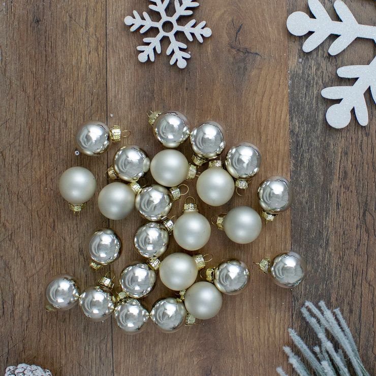 Northlight 24ct Shiny and Matte Champagne Gold Glass Ball Christmas Ornaments 1" (25mm) | Target