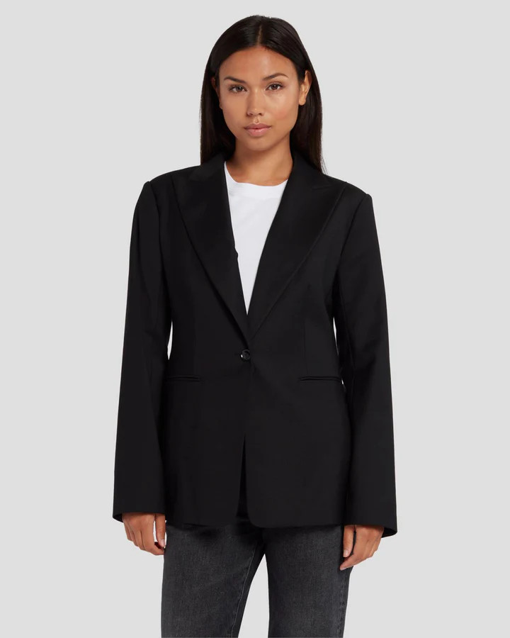 Single Breasted Blazer in Black | 7 For All Mankind