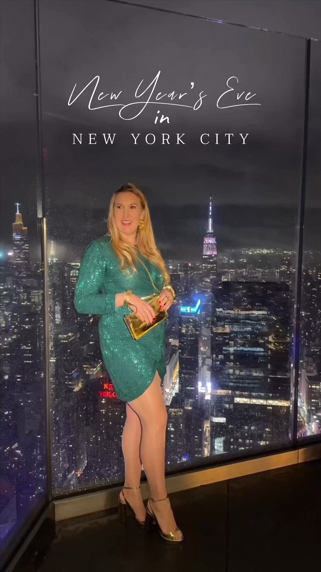 ✨ Ready to sparkle at any event? ✨  
I wore this stunning green sequin cocktail dress to celebrate New Year’s Eve in NYC at The Edge on the 101st floor, but this look isn’t just for the ball drop—it’s perfect for any elegant soirée, winter wedding, or fancy party where you want to shine! 🌟  

Paired with gold platform sandals, a gold patent leather clutch from Maison Ernest, and statement gold jewelry from Alexis Bittar, this outfit is a show-stopping combination of bold glamour and sophistication. 💚✨ 

And for those chilly nights, a chic red wool coat kept me warm without sacrificing style. ❄️  

Shop these elegant and timeless pieces to create a standout look for your next event—whether it’s a gala, upscale dinner, or cocktail party. 💫  

#SequinCocktailDress #GoldAccessories #PartyOutfit #newyearseveoutfit #partydress  

✨ Tap to shop these festive favorites and elevate your event wardrobe today!✨ 

#LTKSeasonal #LTKParties #LTKStyleTip