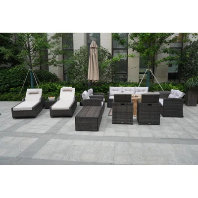 Almanza Wicker/Rattan 11 - Person Seating Group With Cushions | Wayfair North America