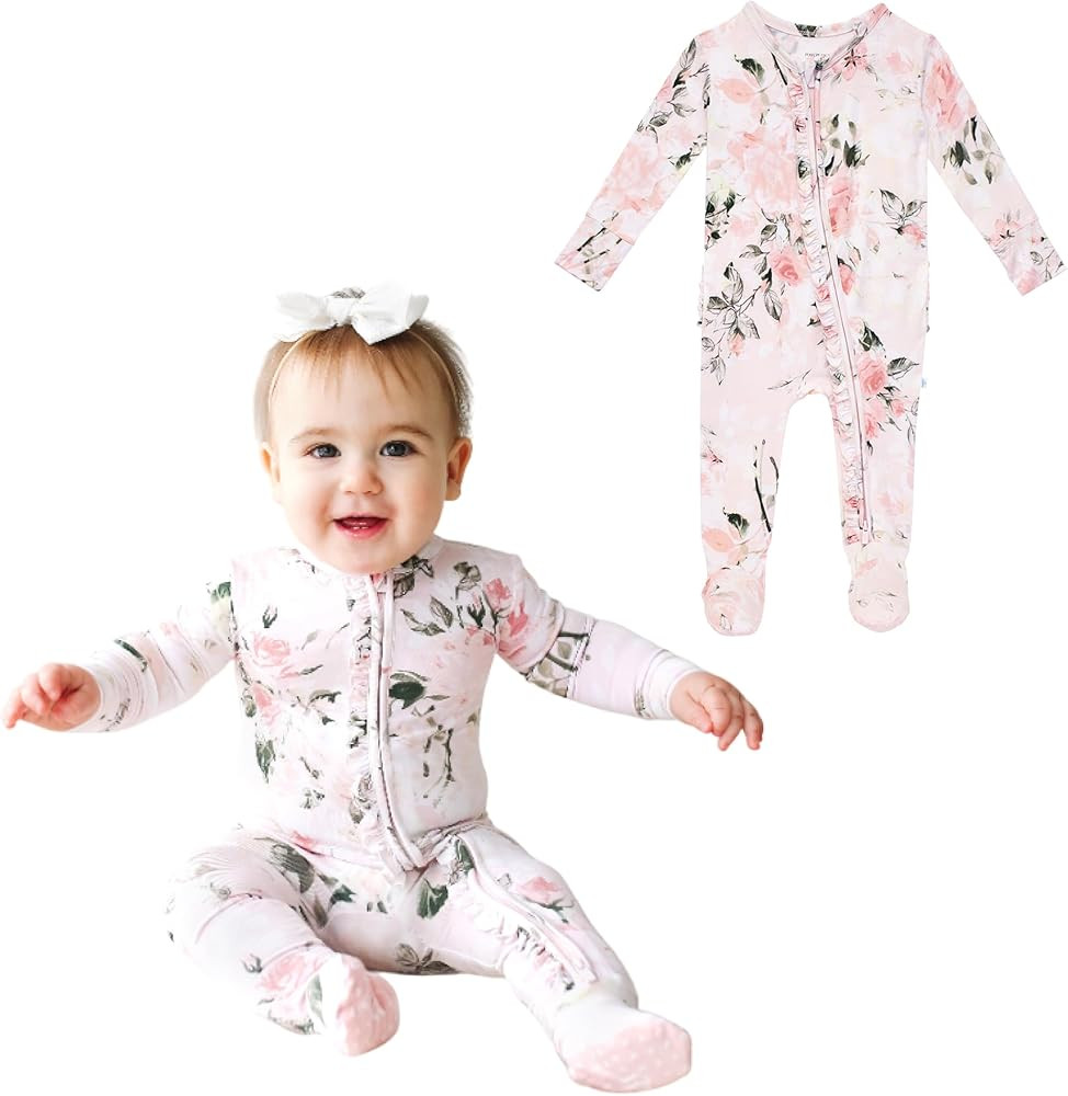 Posh Peanut Footie Pajamas for Baby Girls – Sleepers in Ultra-Soft Viscose from Bamboo with 2-W... | Amazon (US)