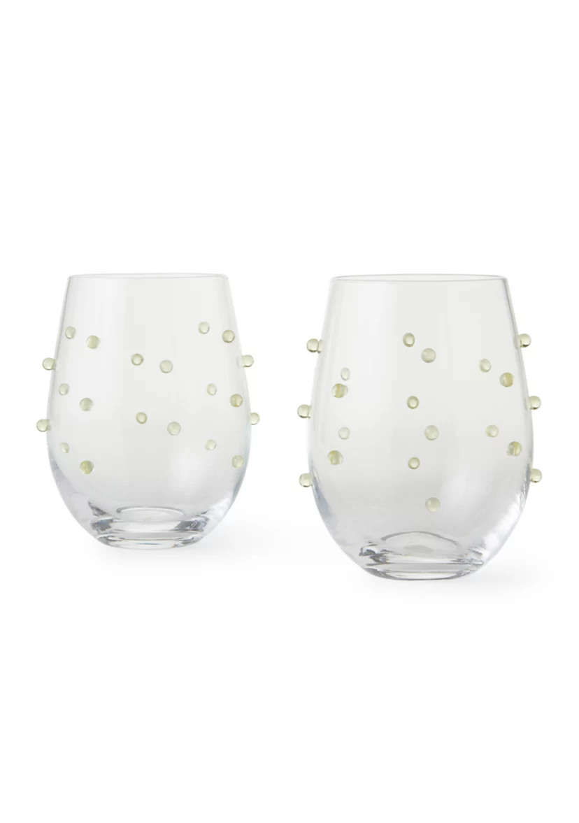 Beaded Stemless Wine Glass Set | Belk