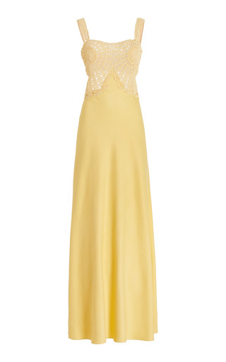 Roberta Crochet-Detailed Silk Midi Dress | Moda Operandi (Global)