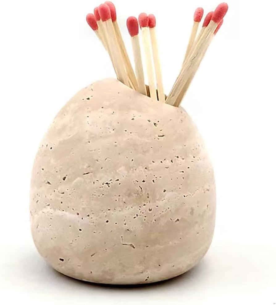 Travertine Match Holder Toothpick Holder Cute Beige Matches Jar Matchstick Holder/ 3x3x3 / Matche... | Amazon (US)
