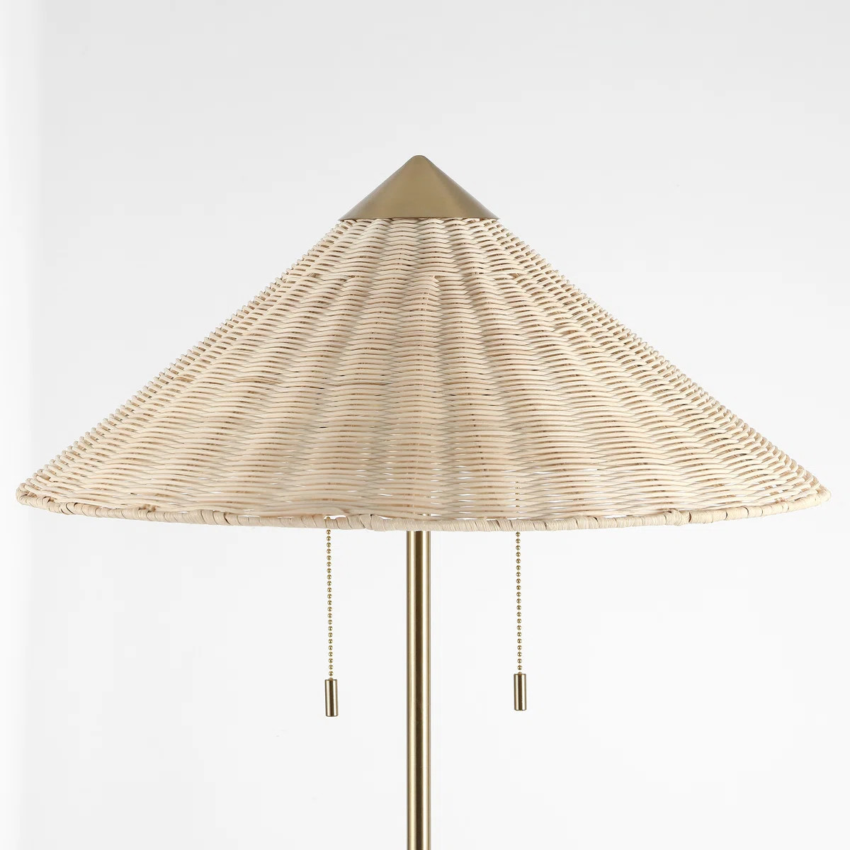 65.4" 2-Light Rattan Floor Lamp with Cone-Shaped Shade and Pull Chains | Wayfair North America