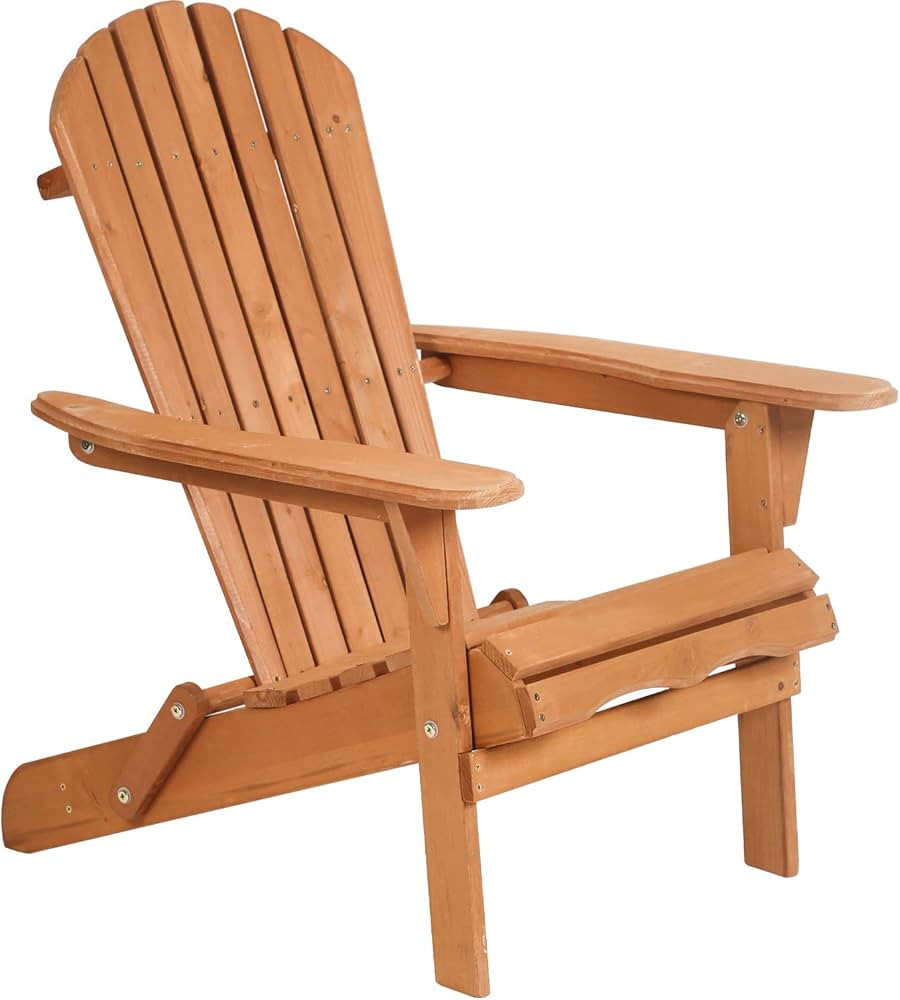 Adirondack Chair,Folding Wooden Lounger Chair，All-Weather Chair for Fire Pit/Garden/Fish with 2... | Amazon (US)