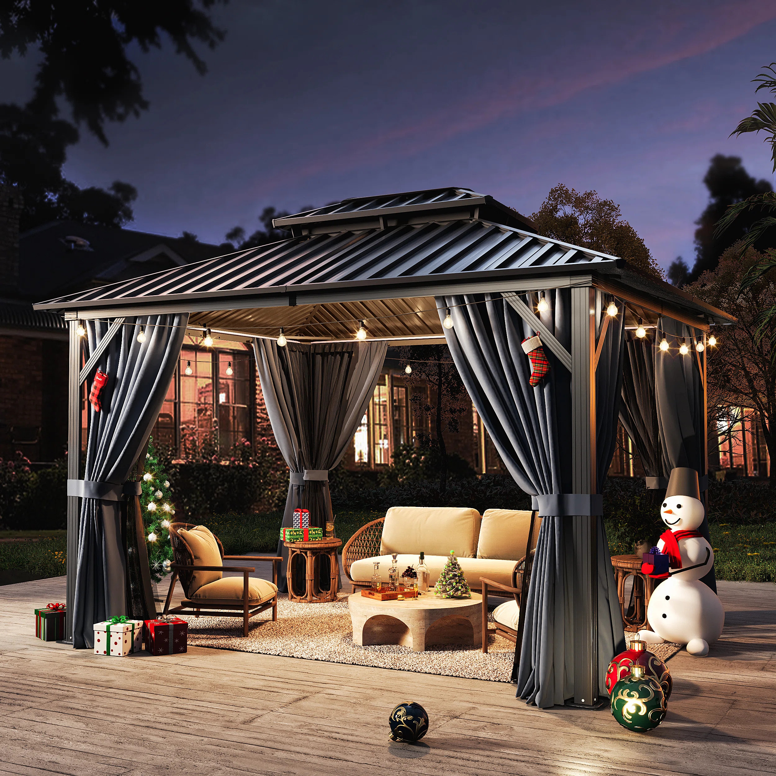 Hardtop Gazebo 10x12 ft - Double Galvanized Steel Roof & Aluminum Frame | Wayfair North America