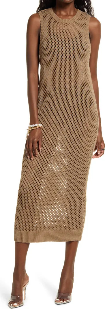 Open Stitch Sleeveless Cotton Blend Sweater Dress | Nordstrom