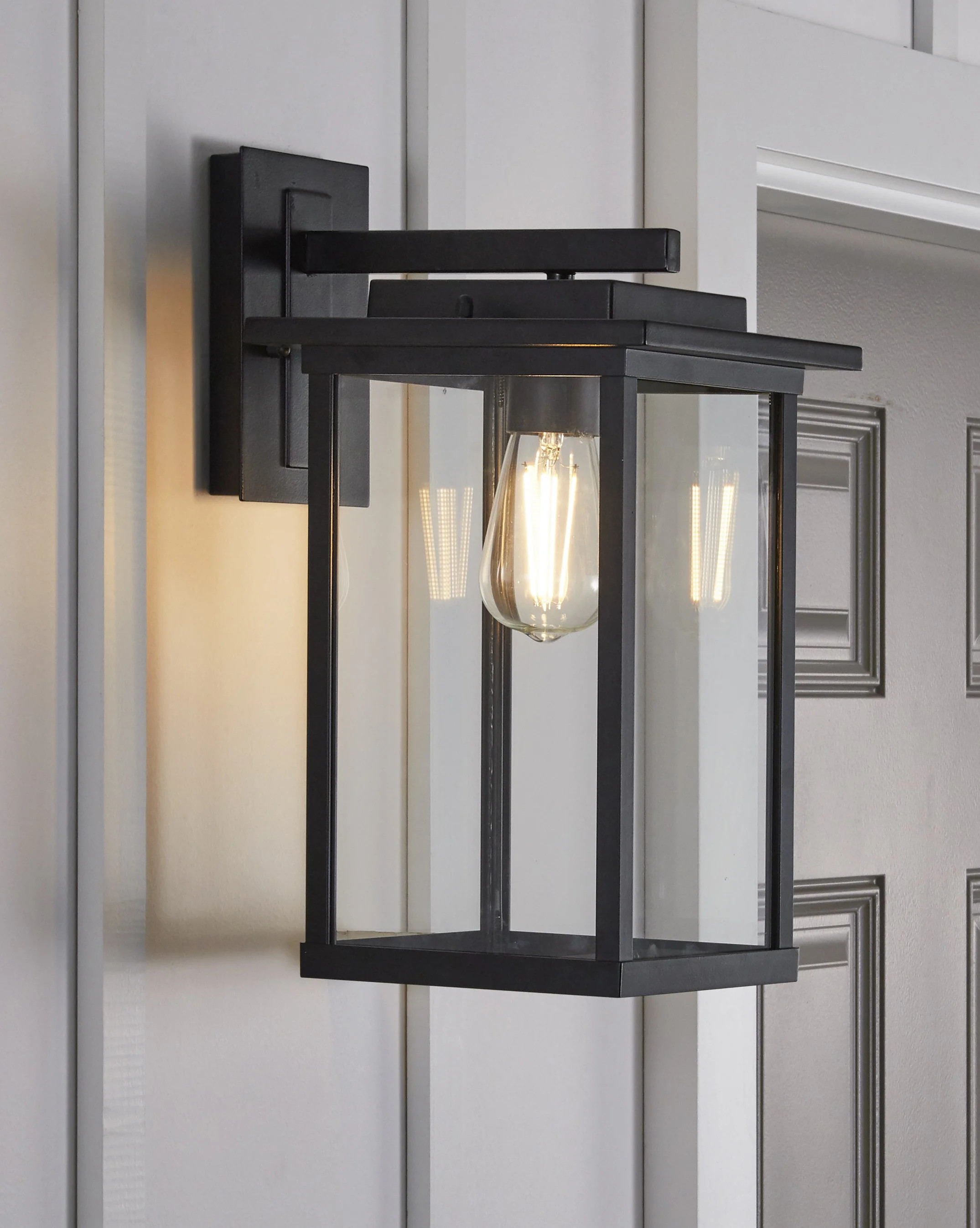 Better Homes & Gardens Large Square Outdoor Wall Sconce Black, 1 ST19 Bulb Included | Walmart (US)