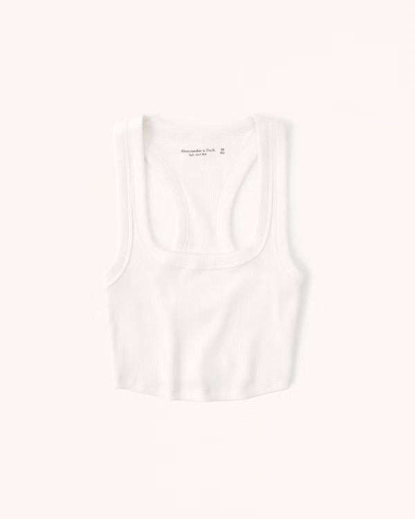 Cropped Essential Squareneck Tank | Abercrombie & Fitch (US)