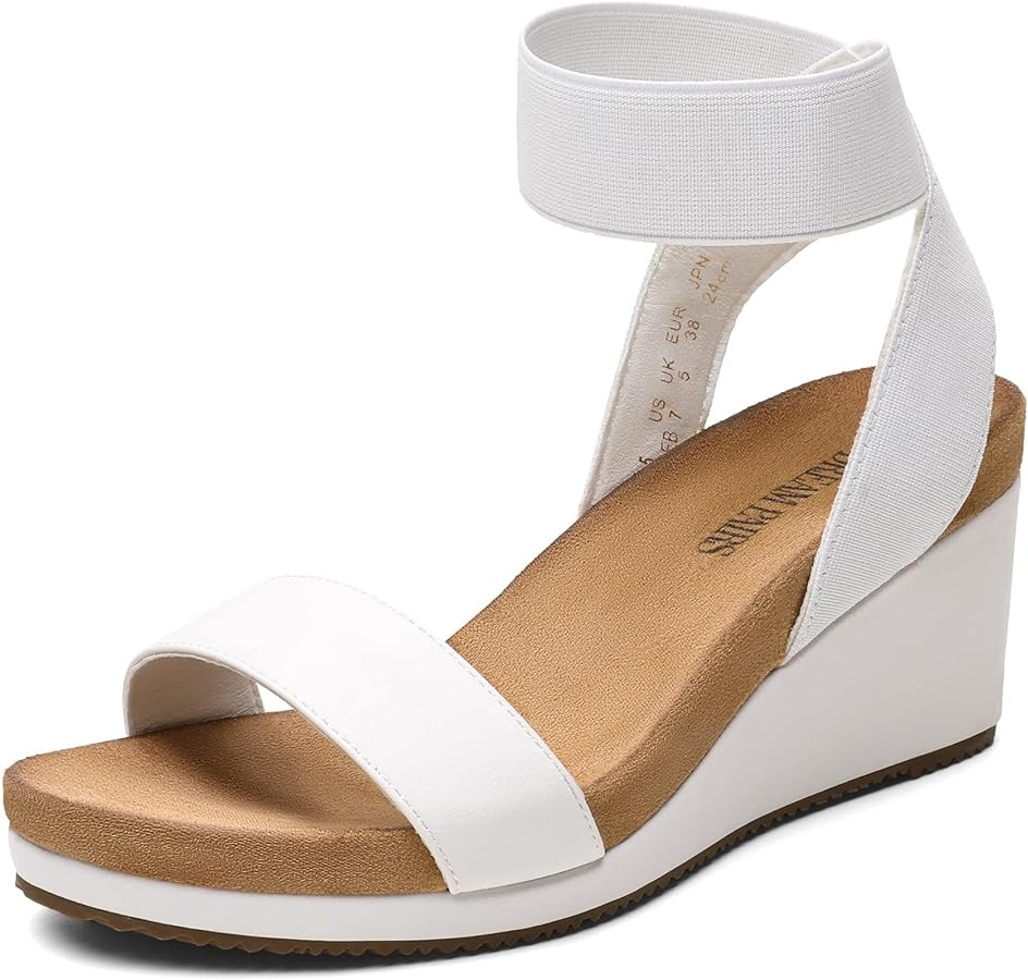 DREAM PAIRS Womens Elastic Ankle Strap Open Toe Platform Wedge Sandals Comfortable Summer Shoes | Amazon (US)