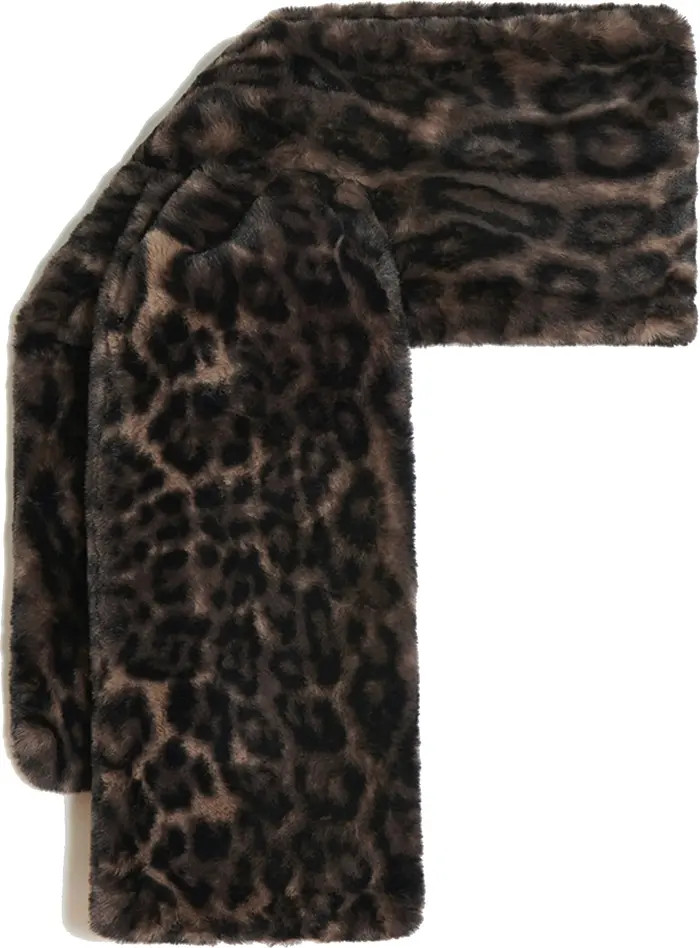 Kai Leopard Print Pluche™ Faux Fur Pull-Through Scarf | Nordstrom