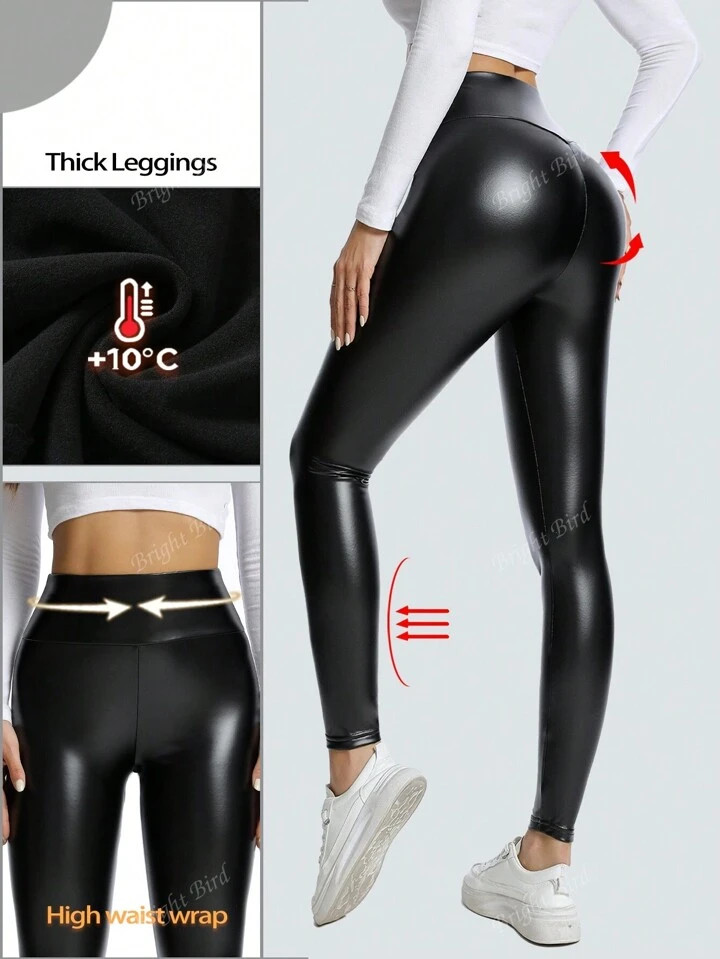 Trioutop Faux Leather High Waist Skinny Pants, Casual Butt Lifting Ruched Pants, Women's Clothing... | SHEIN