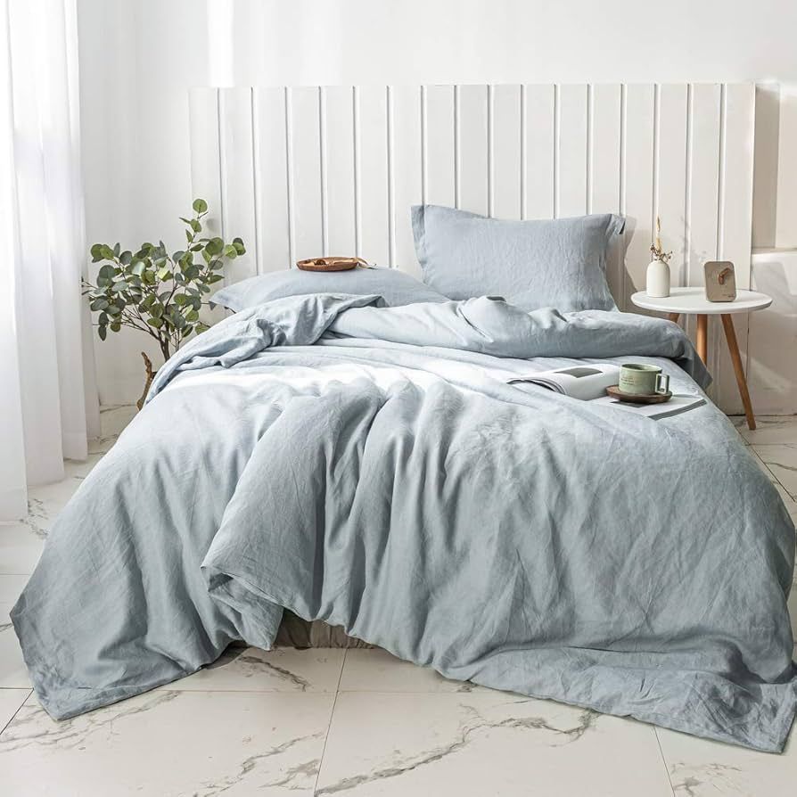 Simple&Opulence 100% Linen Duvet Cover Set 3pcs Basic Style Natural French Washed Flax Solid Colo... | Amazon (US)