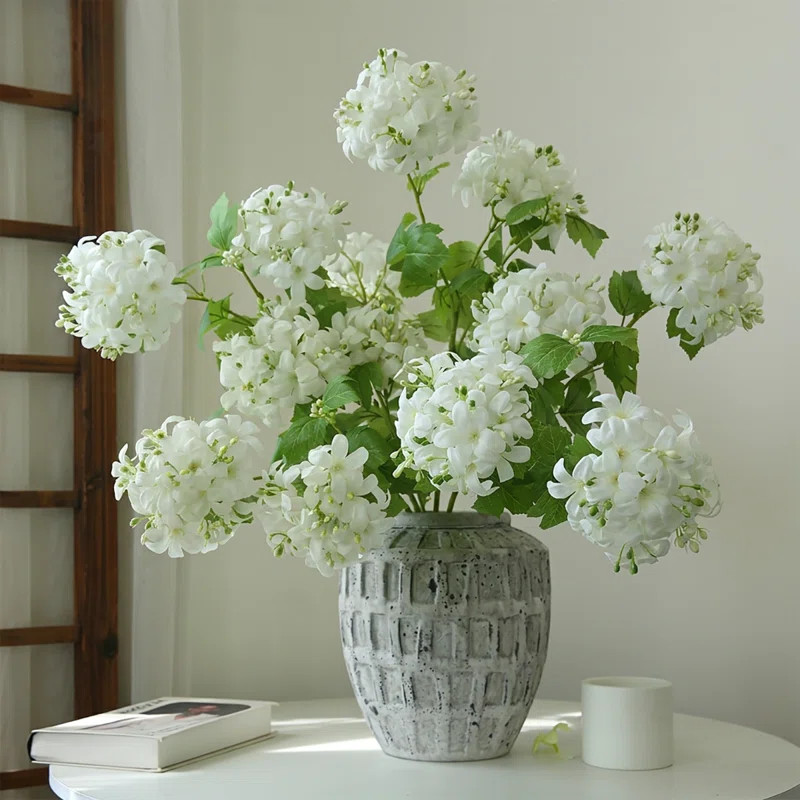 12PCS Artificial Hydrangea Flowers 30 Inch Long With 5 Inch Full Realistic Bloom Lifelike Silk Fa... | Wayfair North America