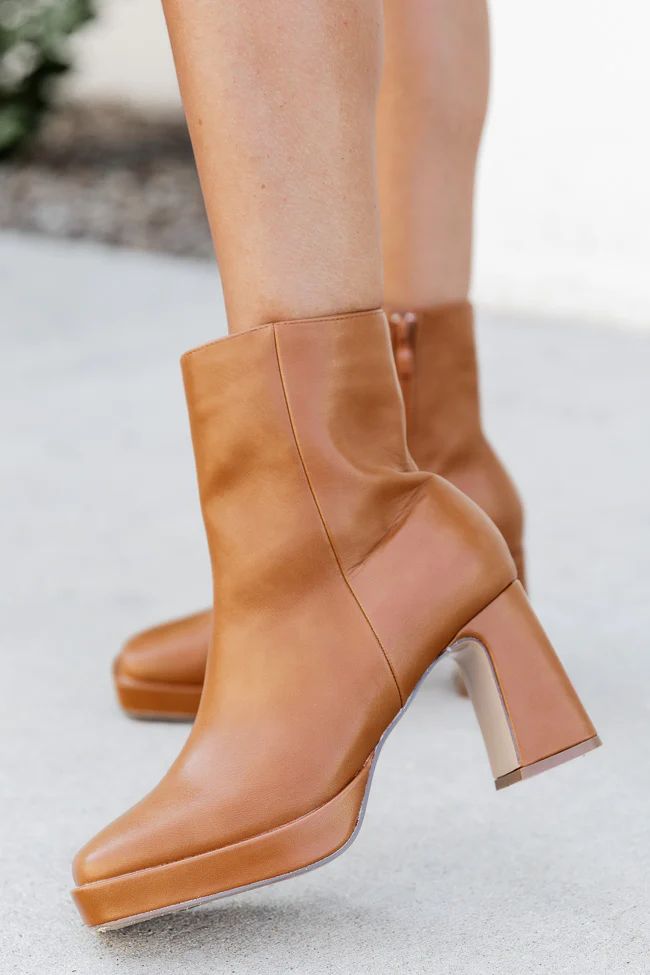 Candace Camel Square Toe Bootie | Pink Lily