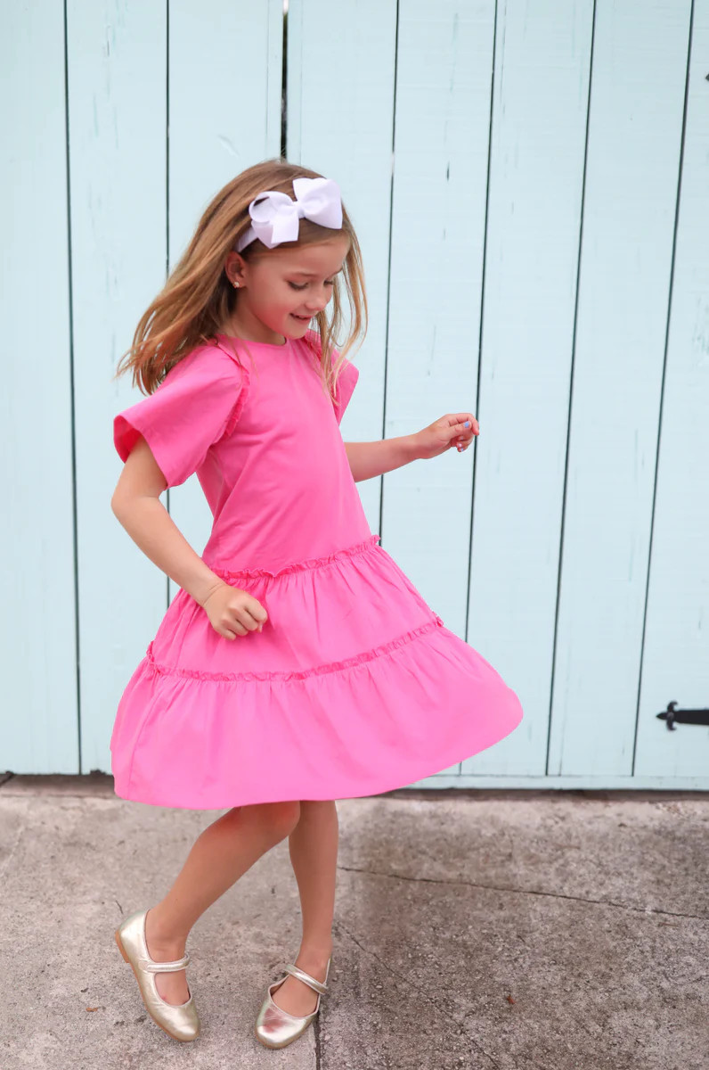Girls Evalyn Dress in Rosy Pink | Duffield Lane