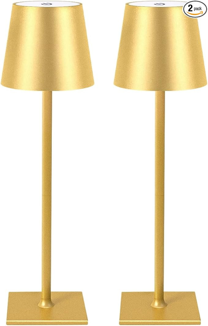 2 Pack Cordless Table Lamps, 3 Colors Stepless Dimming, 5000mAh Rechargeable Battery LED Desk Lam... | Amazon (US)