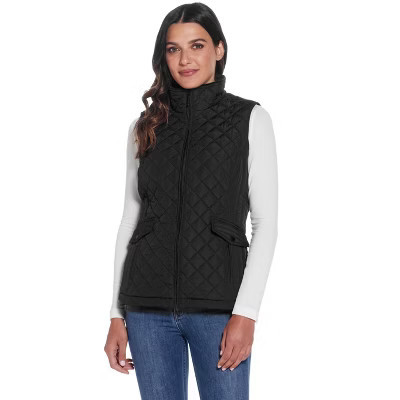 Weatherproof Women's Mixed Quilted Vest with Plush Lining Black Medium | Target