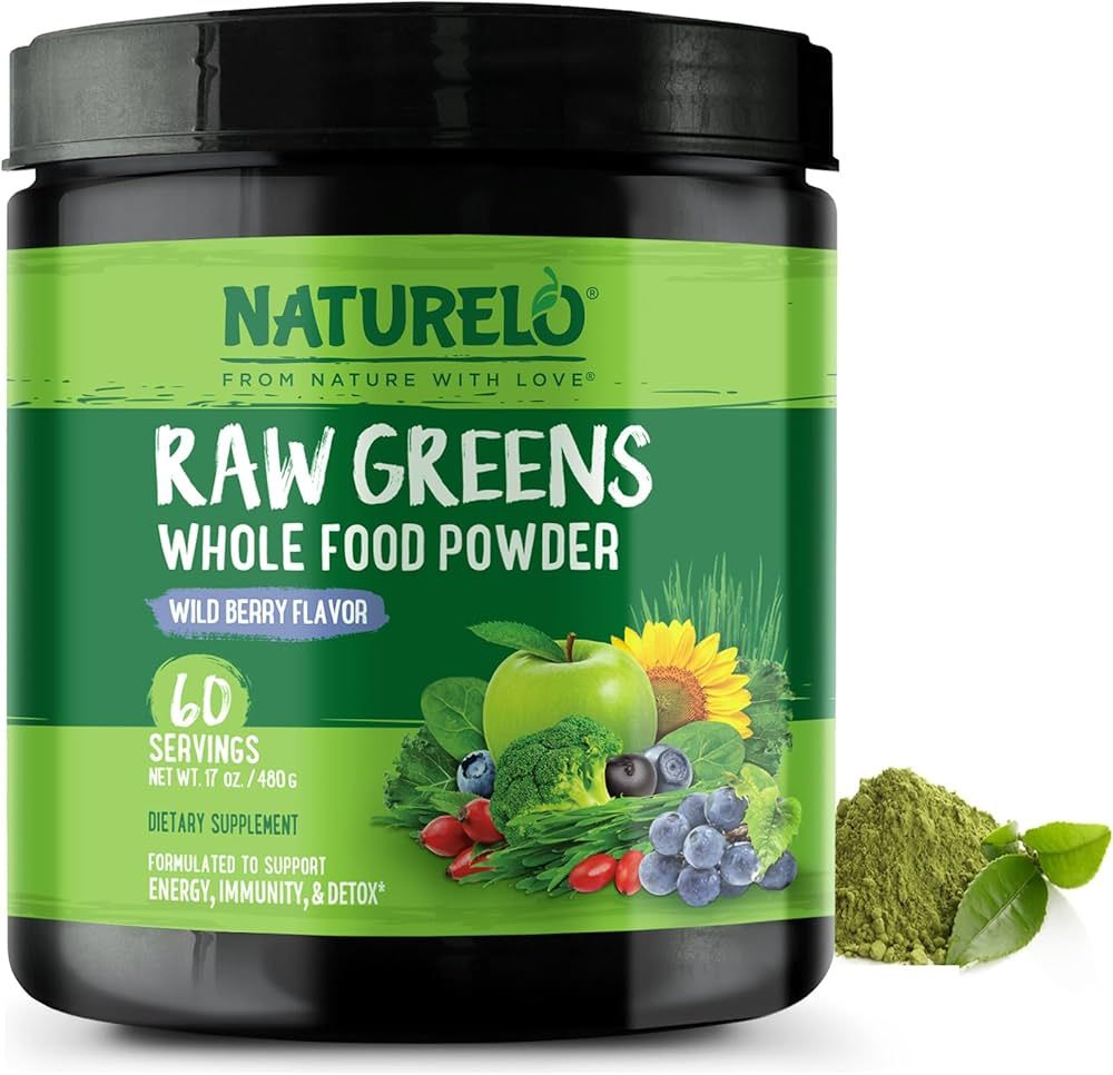 NATURELO Raw Greens Superfood Powder - Wild Berry Flavor - Boost Energy, Detox, Enhance Health - ... | Amazon (US)