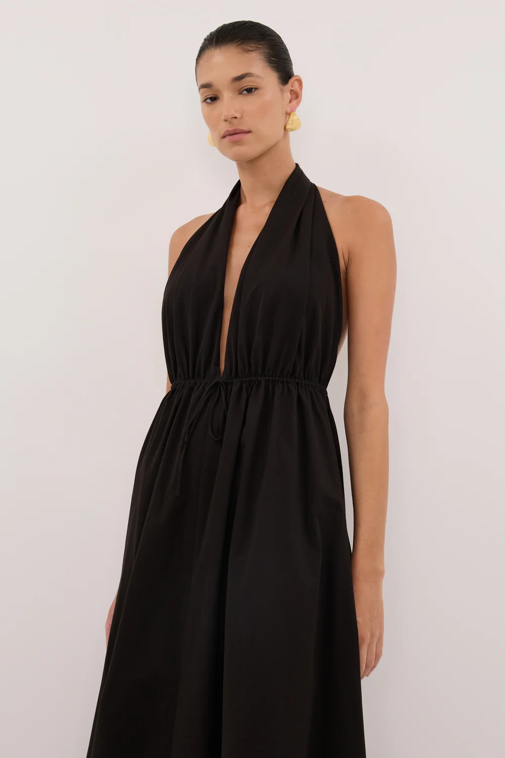 TAMMY BLACK POPLIN MIDI DRESS | DISSH