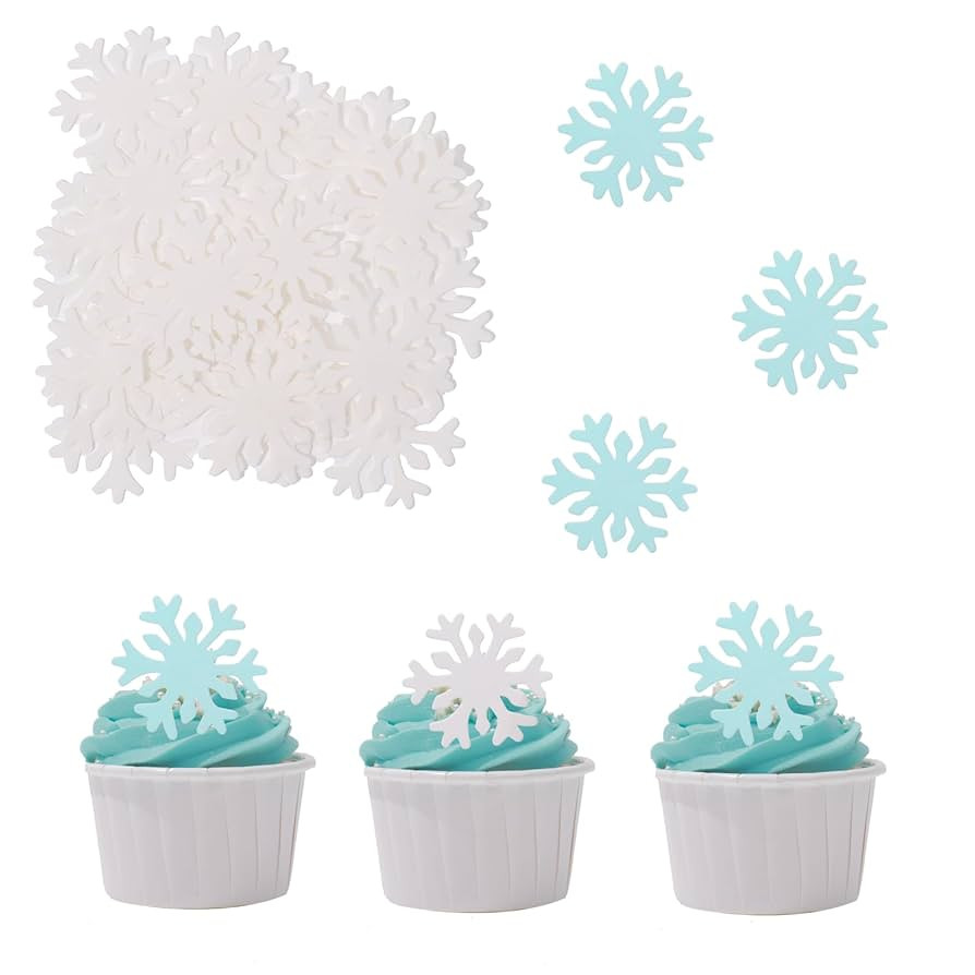 50PCS Edible Snowflakes for Cake Decorating Edible Christmas Cake Decorations Wafer Paper Snowfla... | Amazon (US)